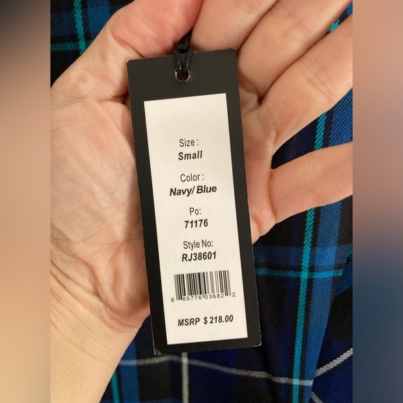 Romeo & Juliet Couture Plaid Long Sleeve Mini Dress Small Academia Preppy NWT - Picture 8 of 10